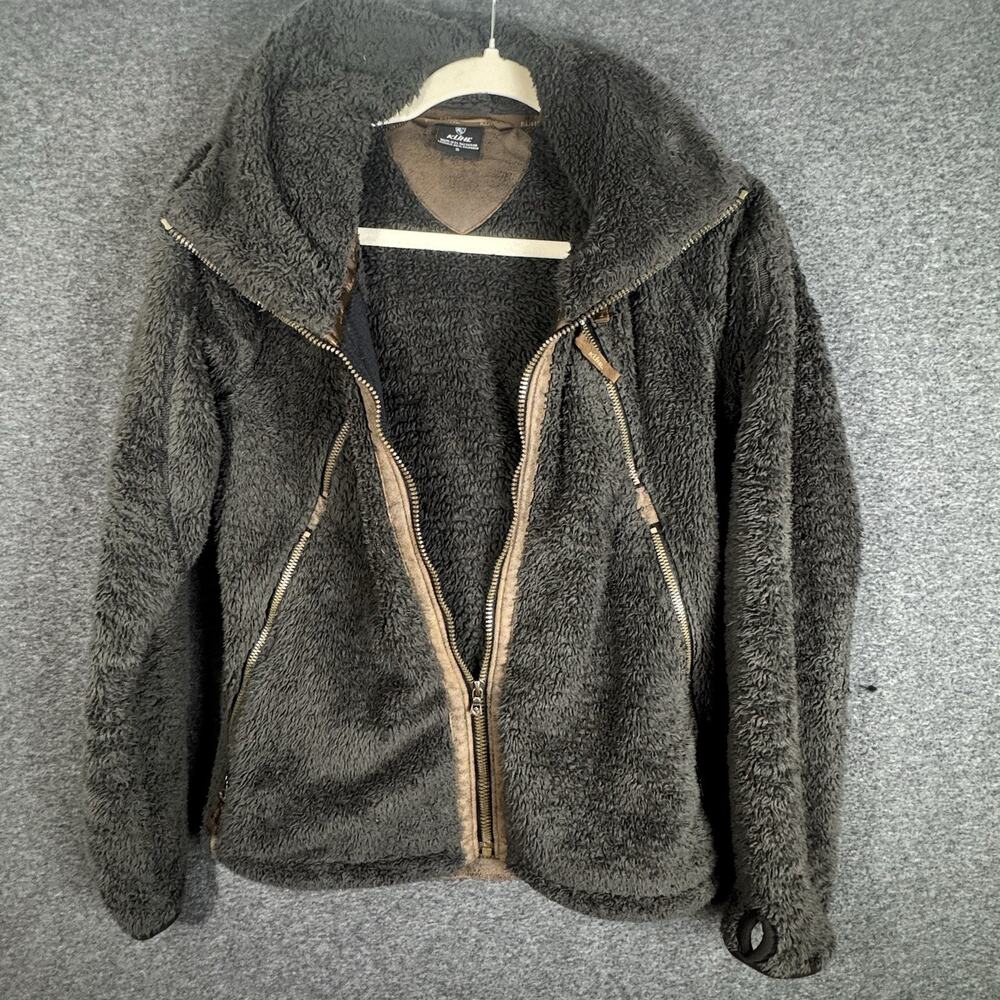 KUHL Flight Jacket Women's Small Brown Sherpa Fleece Zip-Up Hooded Outdoor Coat